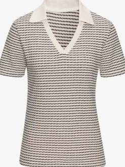 Polo en tricot à col V et manches courtes avec joli motif bicolore