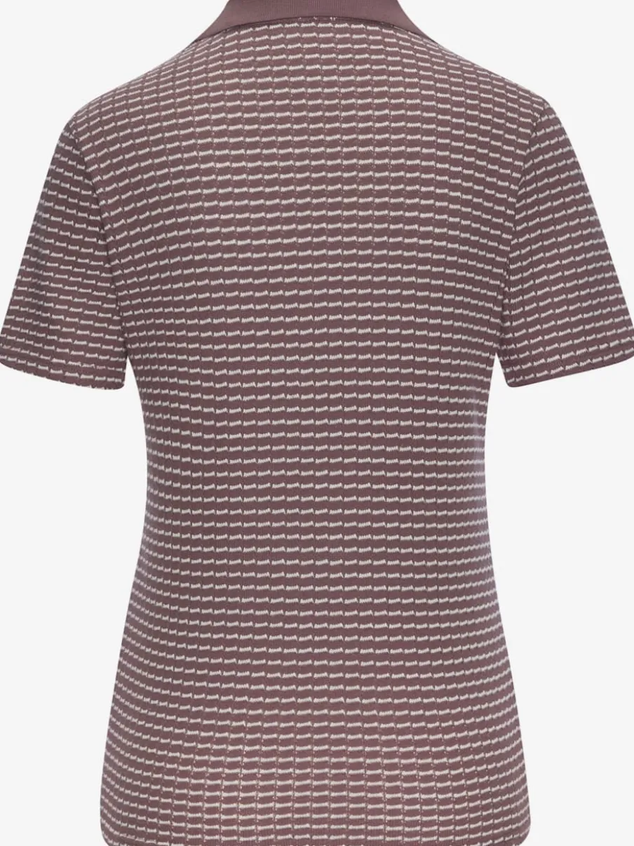 Polo en tricot à col V et manches courtes avec joli motif bicolore