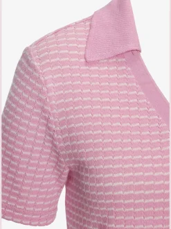 Polo en tricot à col V et manches courtes avec joli motif bicolore