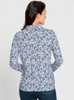 Polo floral avec col chemise et manches longues