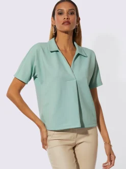 Polo à manches chauve-souris et col fantaisie recyclé