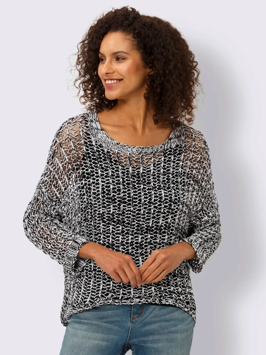 Pull ajouré avec débardeur en jersey à manches chauve-souris