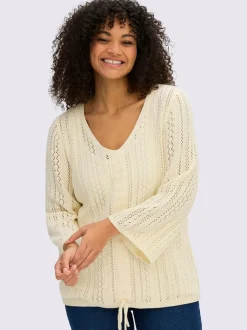 Pull ajouré encolure en v flatteuse