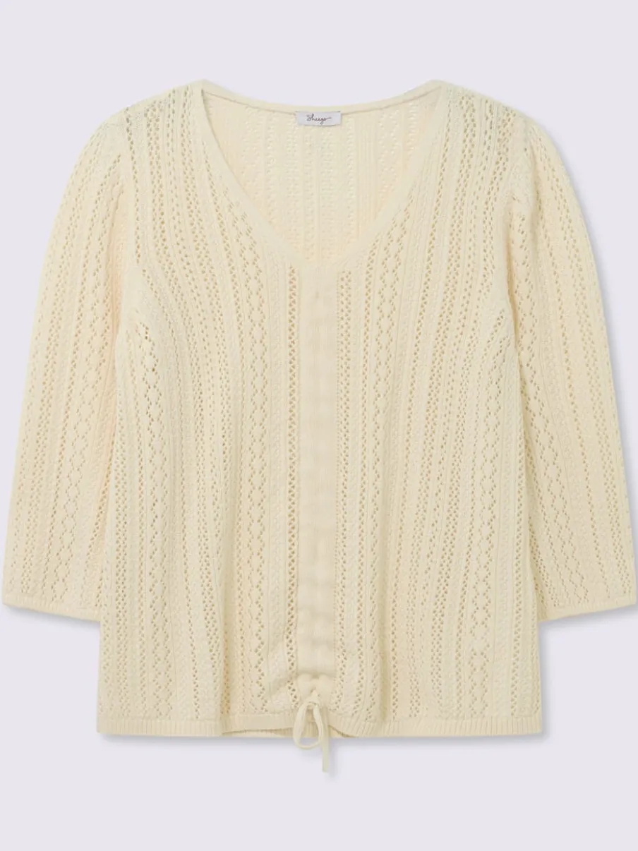 Pull ajouré encolure en v flatteuse