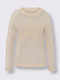 Pull ajouré en coton avec motif étoile et manches longues