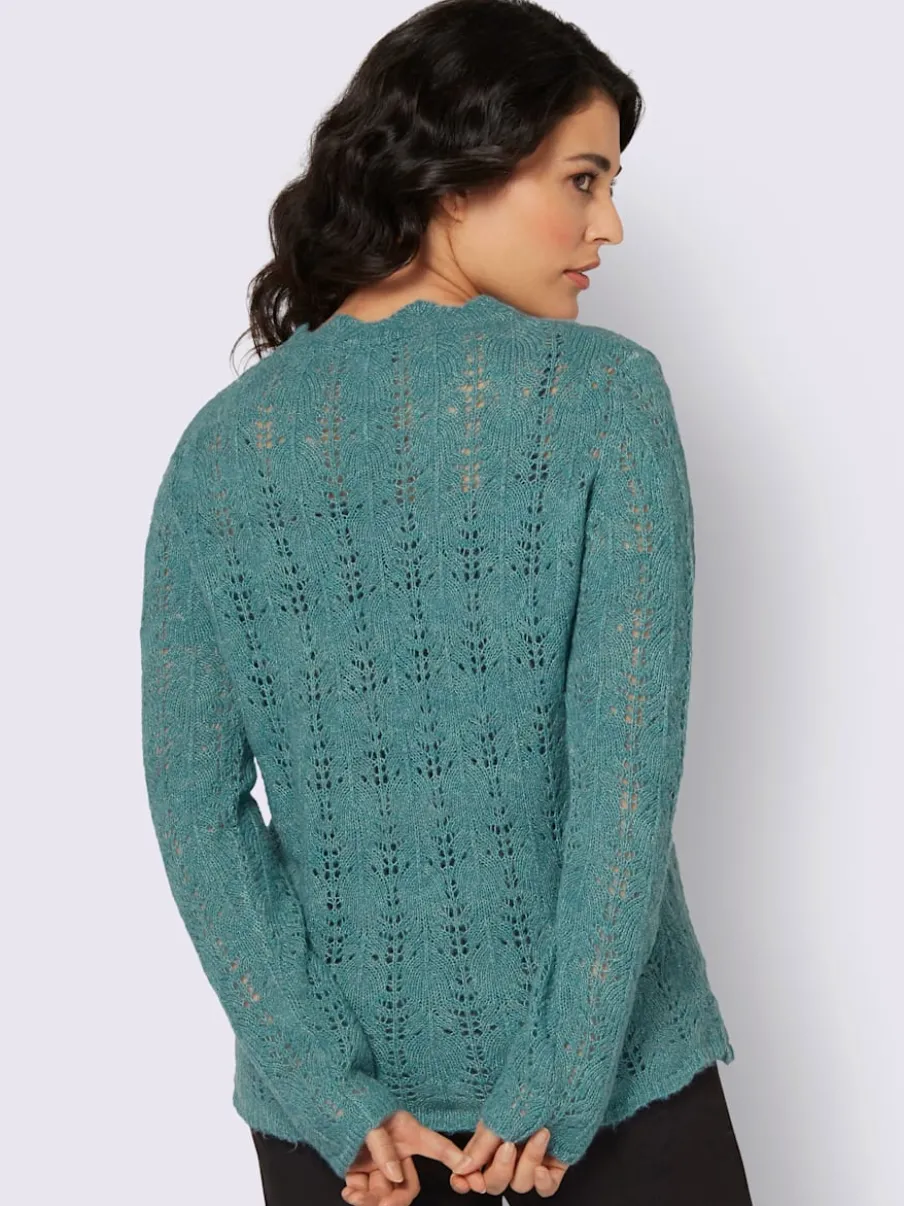Pull ajouré en mélange de laine à col V