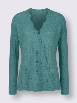 Pull ajouré en mélange de laine à col V