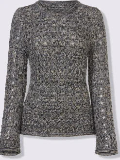Pull ajouré léger avec motifs et manches longues trompette