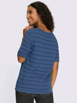Pull ajouré léger à encolure ronde et manches courtes