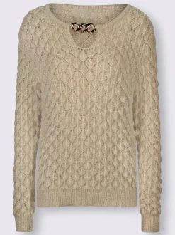 Pull ajouré motif ajouré col rond et manches longues