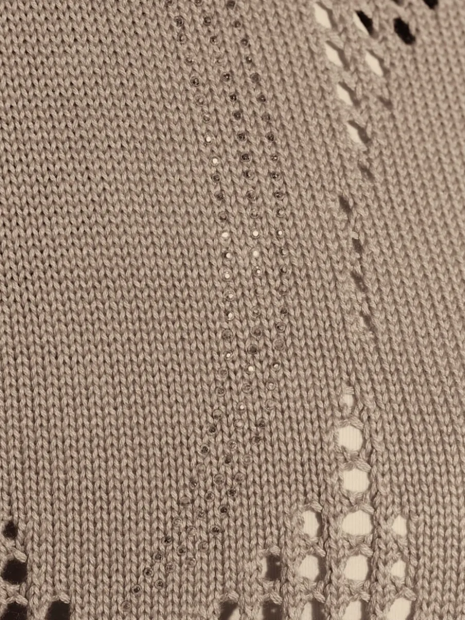 Pull ajouré trois quarts en viscose et coton doux