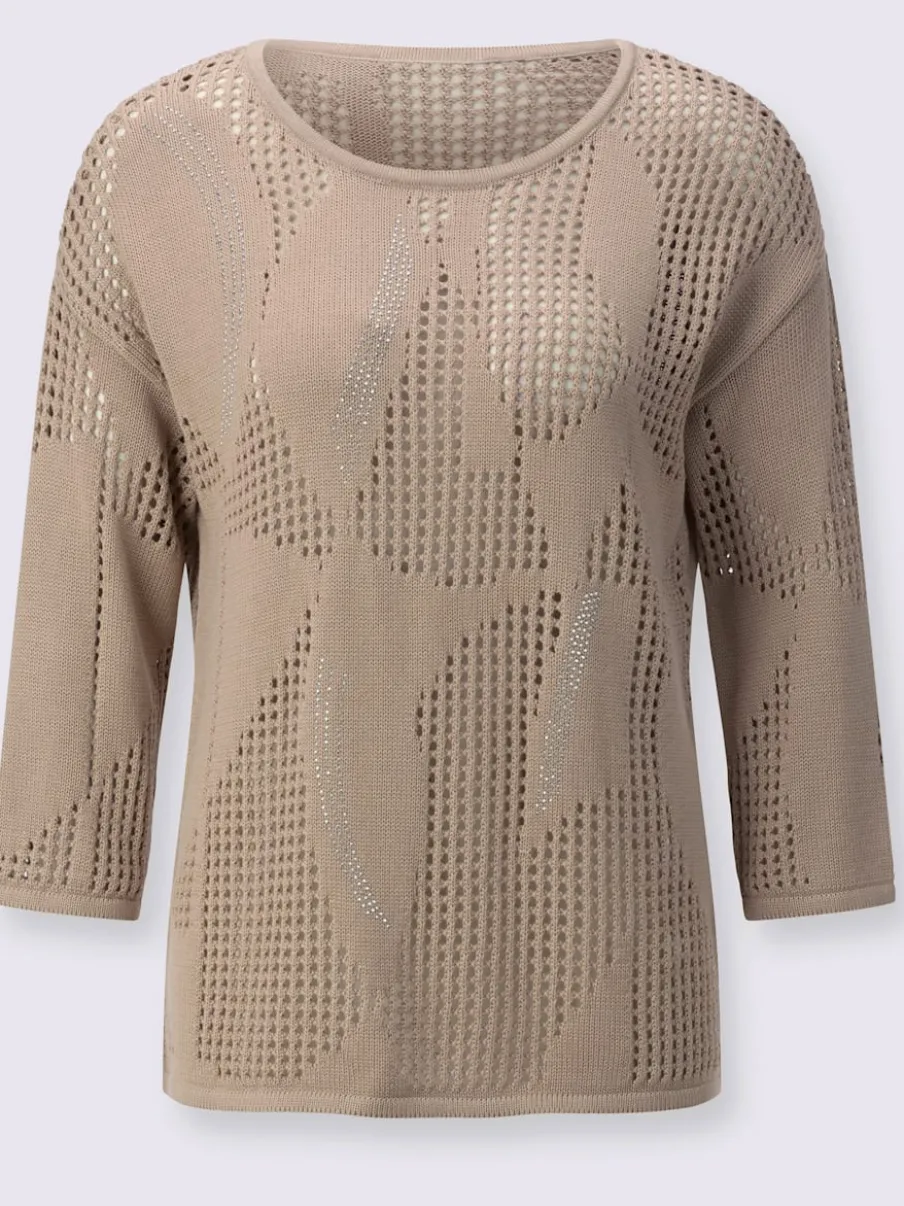 Pull ajouré trois quarts en viscose et coton doux