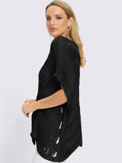 Pull ample au motif tricoté encolure U manches courtes