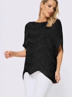 Pull ample au motif tricoté encolure U manches courtes