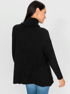 Pull ample avec col roulé et manches longues côtelées
