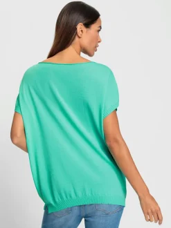 Pull ample à col en U et manches courtes