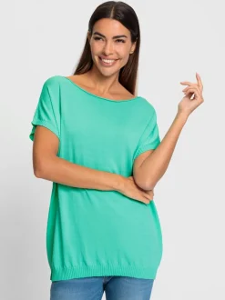 Pull ample à col en U et manches courtes