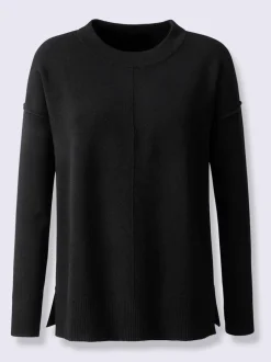 Pull ample encolure ronde avec mancherons et fentes latérales