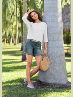 Pull ample en tricot original avec manches trois quart