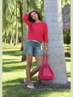 Pull ample en tricot original avec manches trois quart