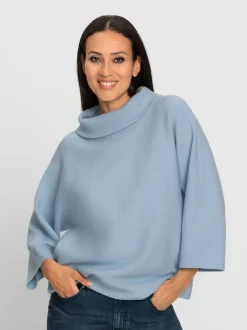 Pull avec col à revers et manches 3/4 en maille douce