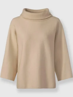 Pull avec col à revers et manches 3/4 en maille douce