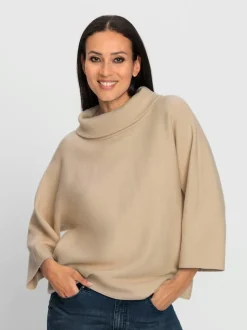Pull avec col à revers et manches 3/4 en maille douce