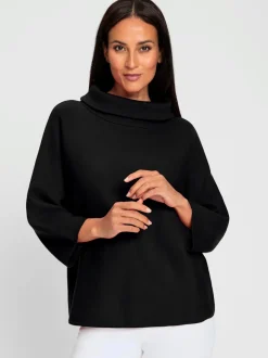 Pull avec col à revers et manches 3/4 en maille douce