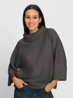Pull avec col à revers et manches 3/4 en maille douce