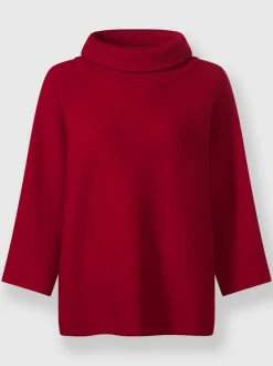 Pull avec col à revers et manches 3/4 en maille douce