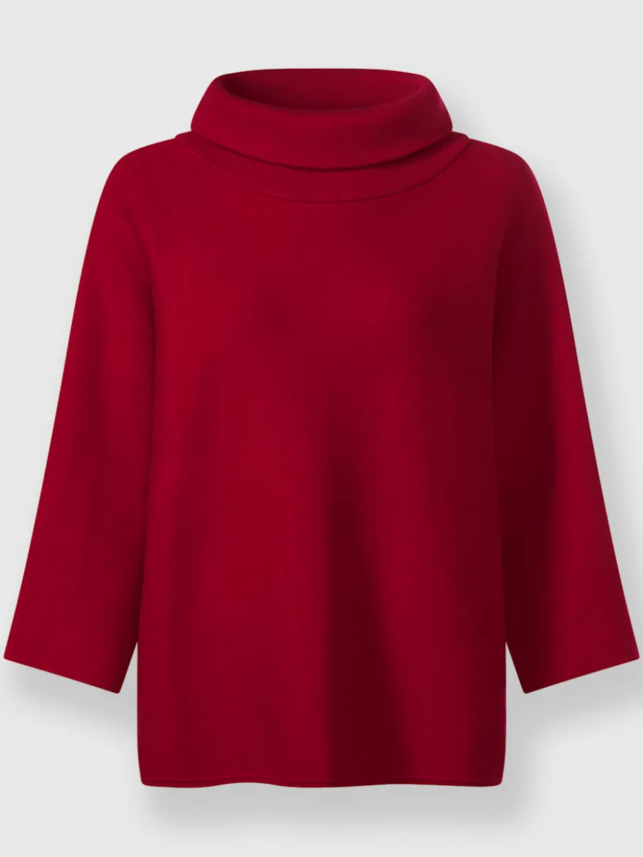 Pull avec col à revers et manches 3/4 en maille douce