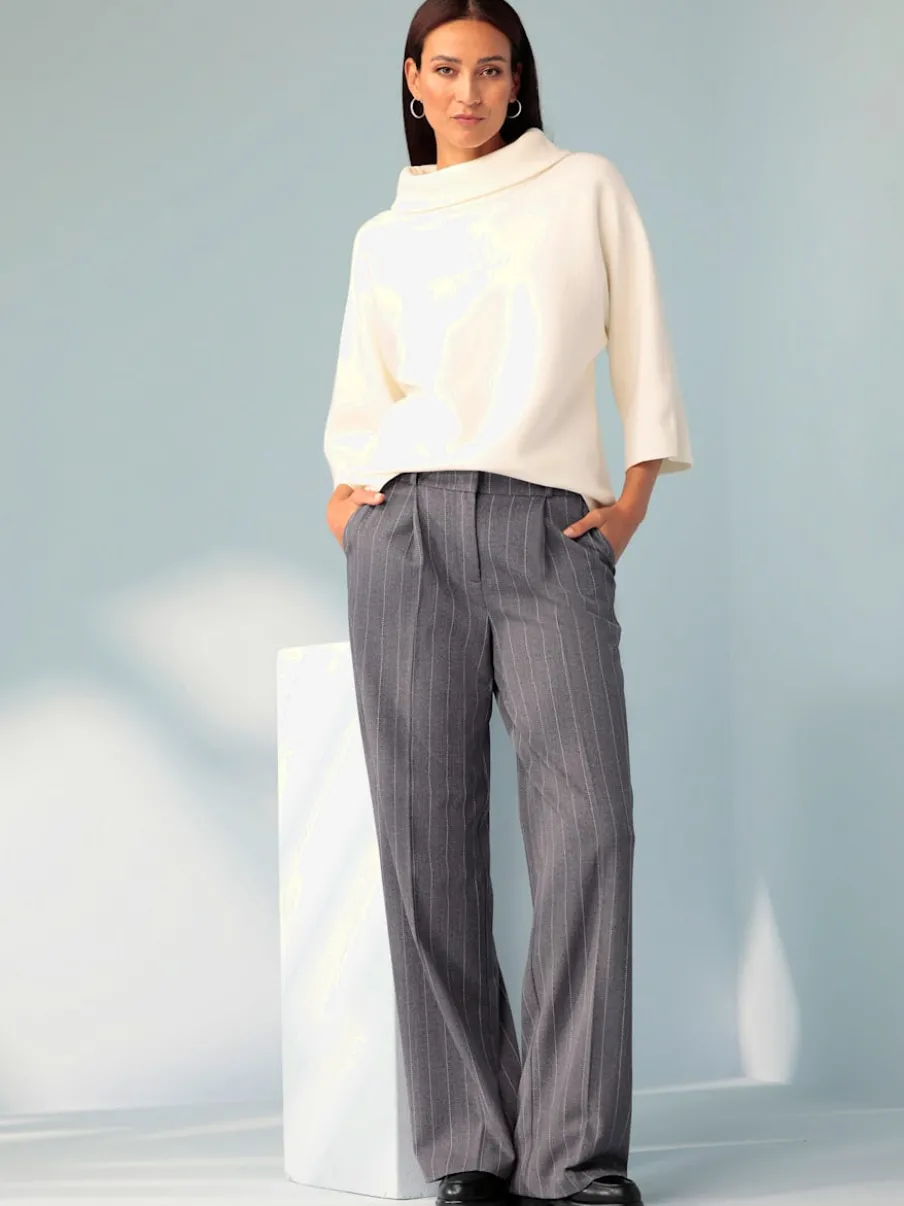 Pull avec col à revers et manches 3/4 en maille douce