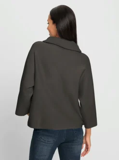 Pull avec col à revers et manches 3/4 en maille douce