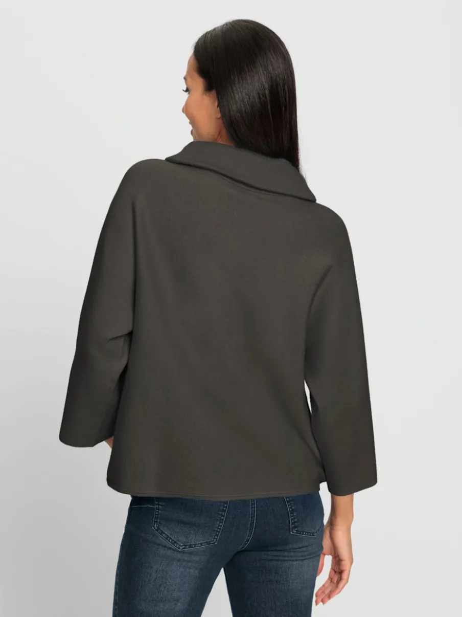 Pull avec col à revers et manches 3/4 en maille douce