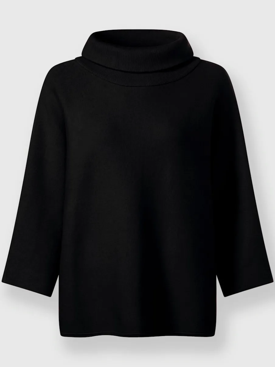 Pull avec col à revers et manches 3/4 en maille douce