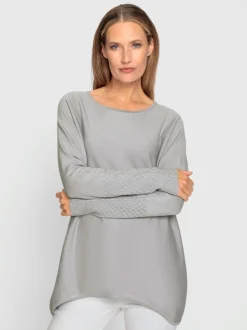 Pull avec col rond et manches chauve-souris en tricot doux