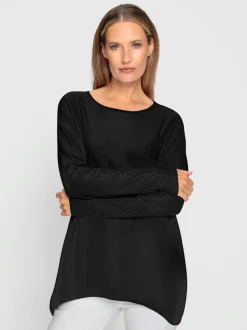 Pull avec col rond et manches chauve-souris en tricot doux