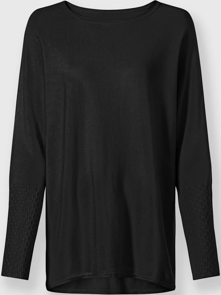 Pull avec col rond et manches chauve-souris en tricot doux