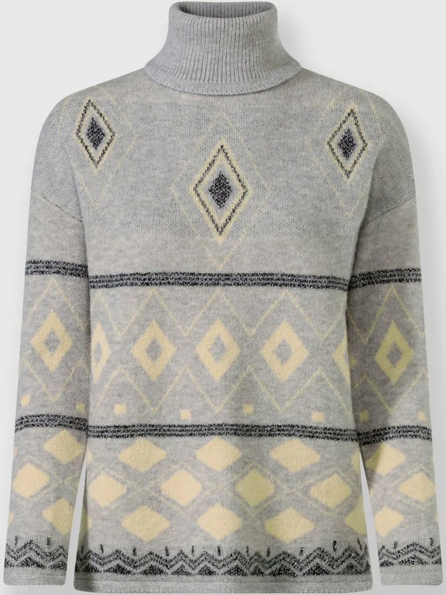 Pull avec col roulé et manches longues à motif intarsia