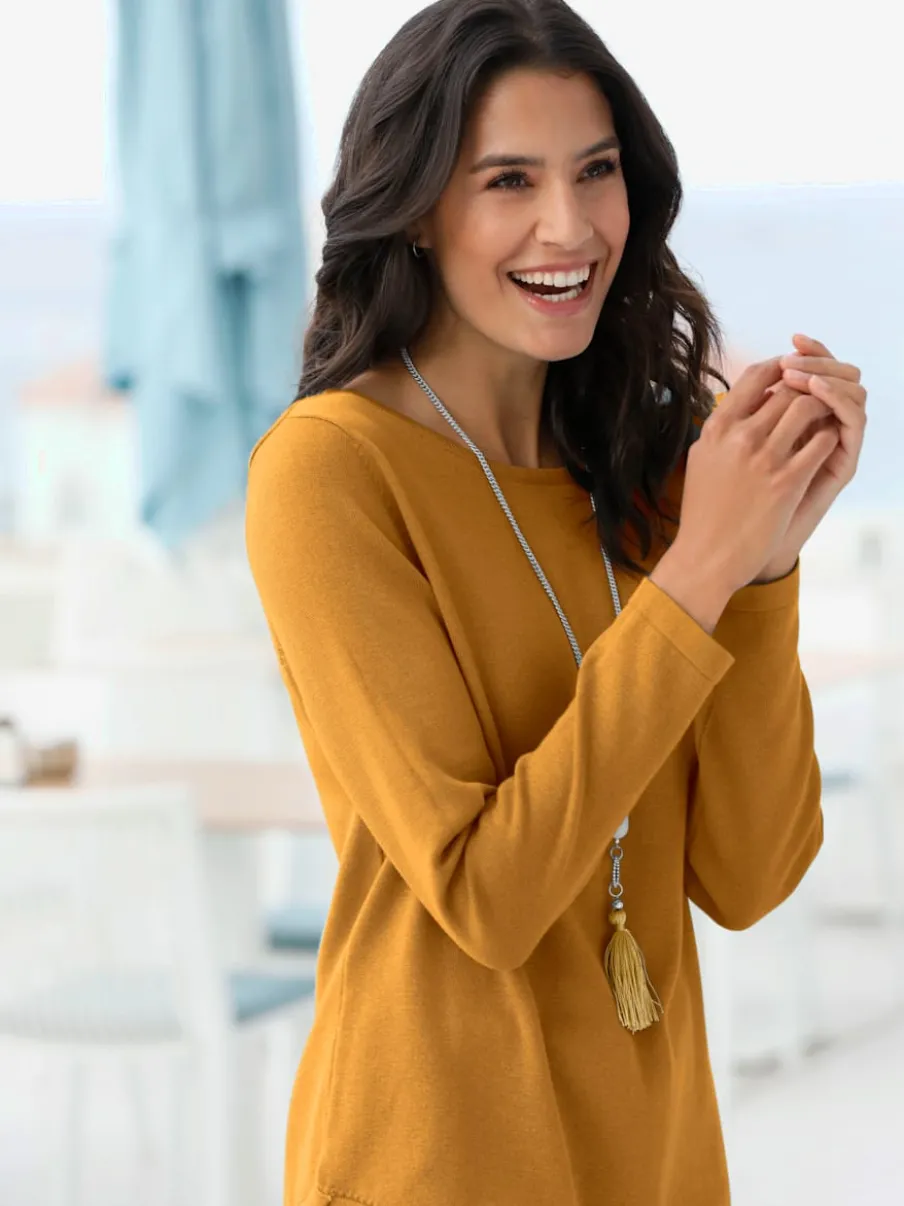 Pull basique avec col en U et manches longues
