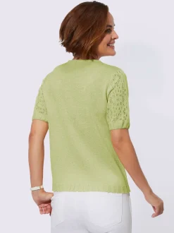 Pull bouclé avec motif ajouré et manches côtelées