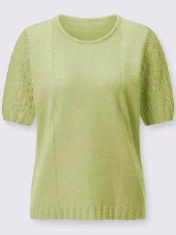 Pull bouclé avec motif ajouré et manches côtelées