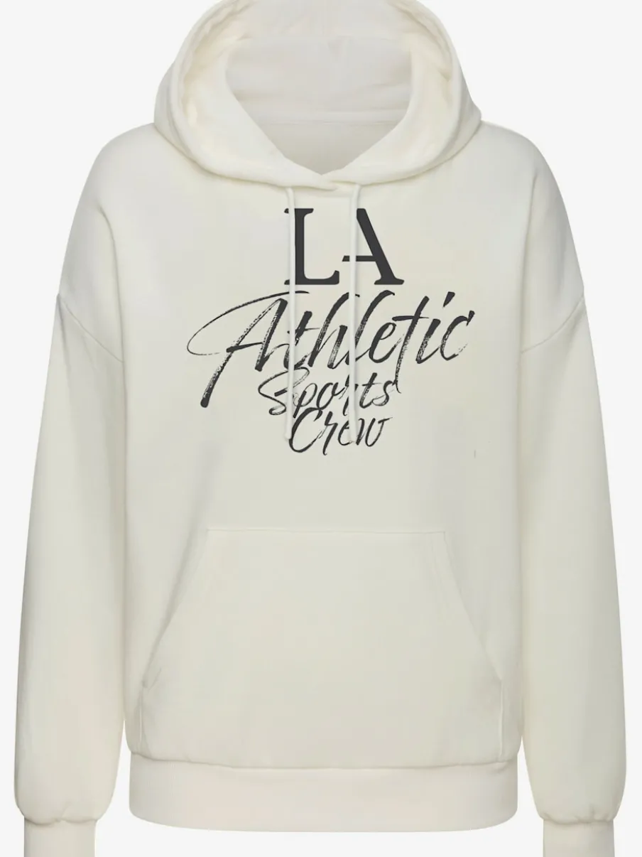 Pull à capuche avec cordon et inscription sportive devant