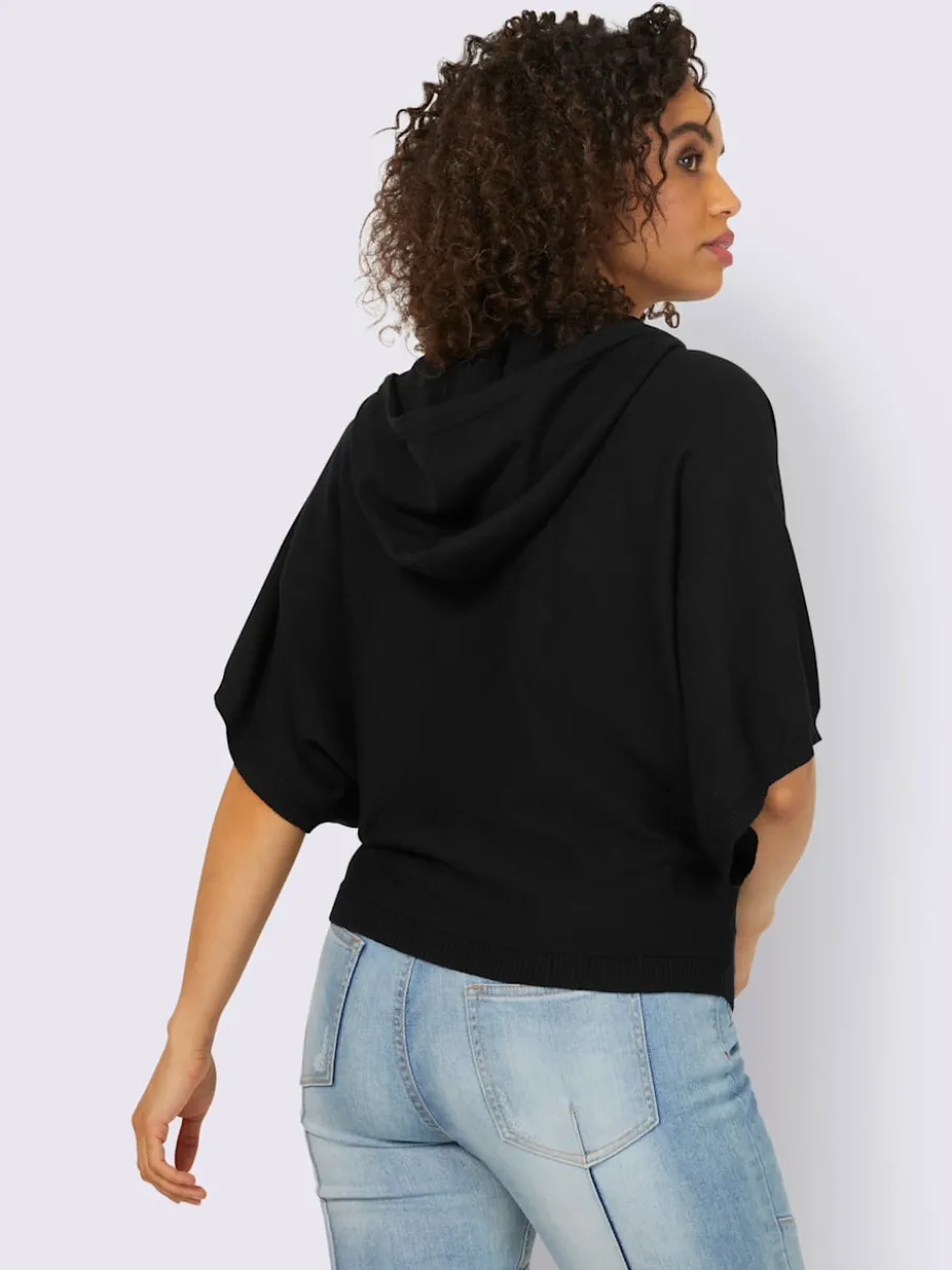 Pull à capuche avec poches plaquées et bords-côtes