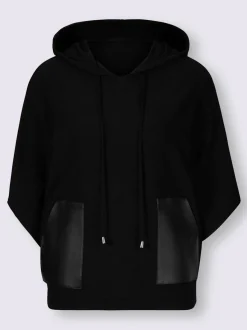 Pull à capuche avec poches plaquées et bords-côtes
