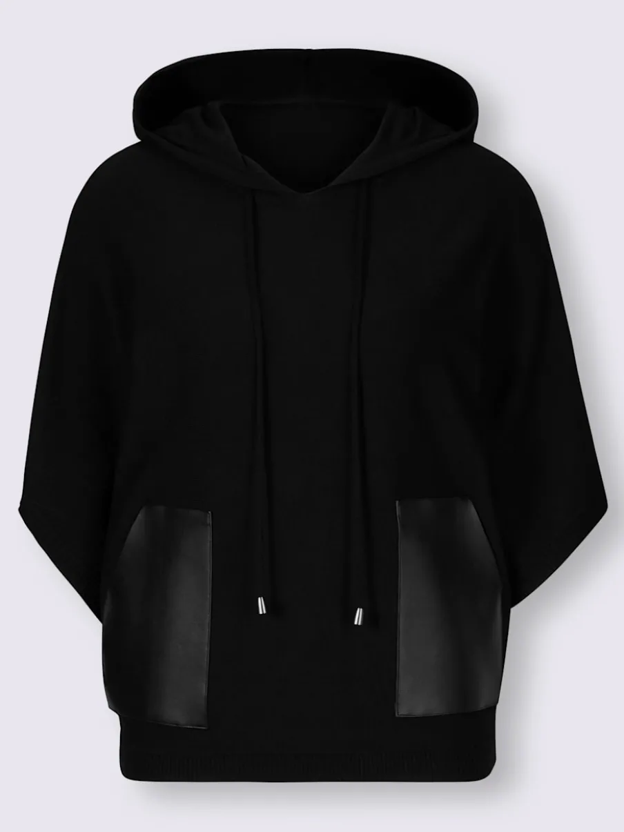Pull à capuche avec poches plaquées et bords-côtes