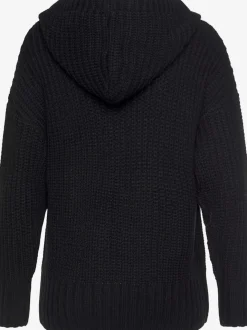 Pull à capuche en grosse maille douce avec larges bords-côtes et capuche à coulisse