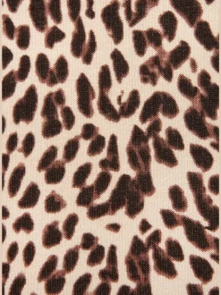 Pull à capuche imprimé motif léopard confort bords-côtes
