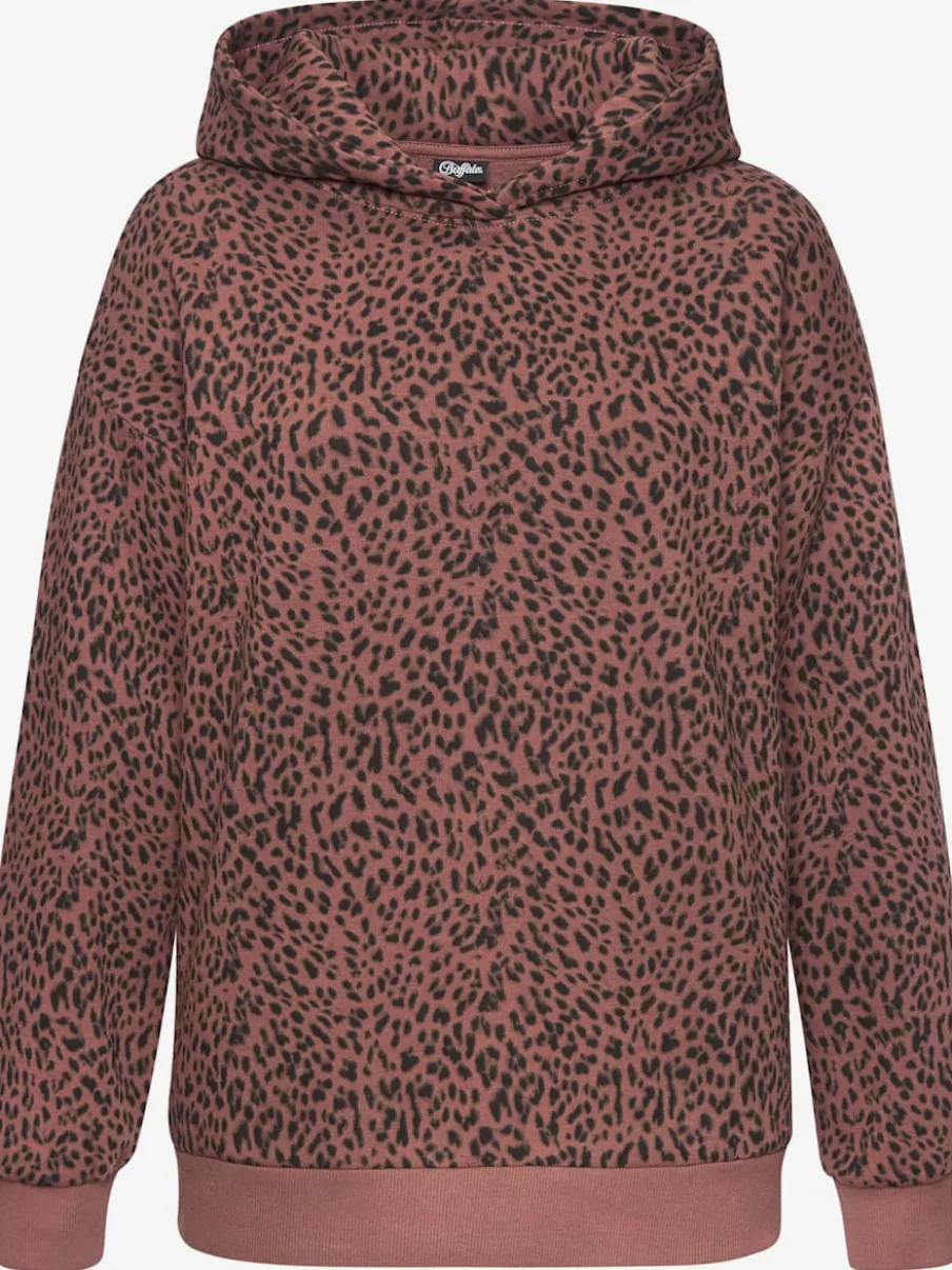 Pull à capuche imprimé motif léopard confort bords-côtes