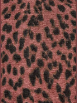 Pull à capuche imprimé motif léopard confort bords-côtes